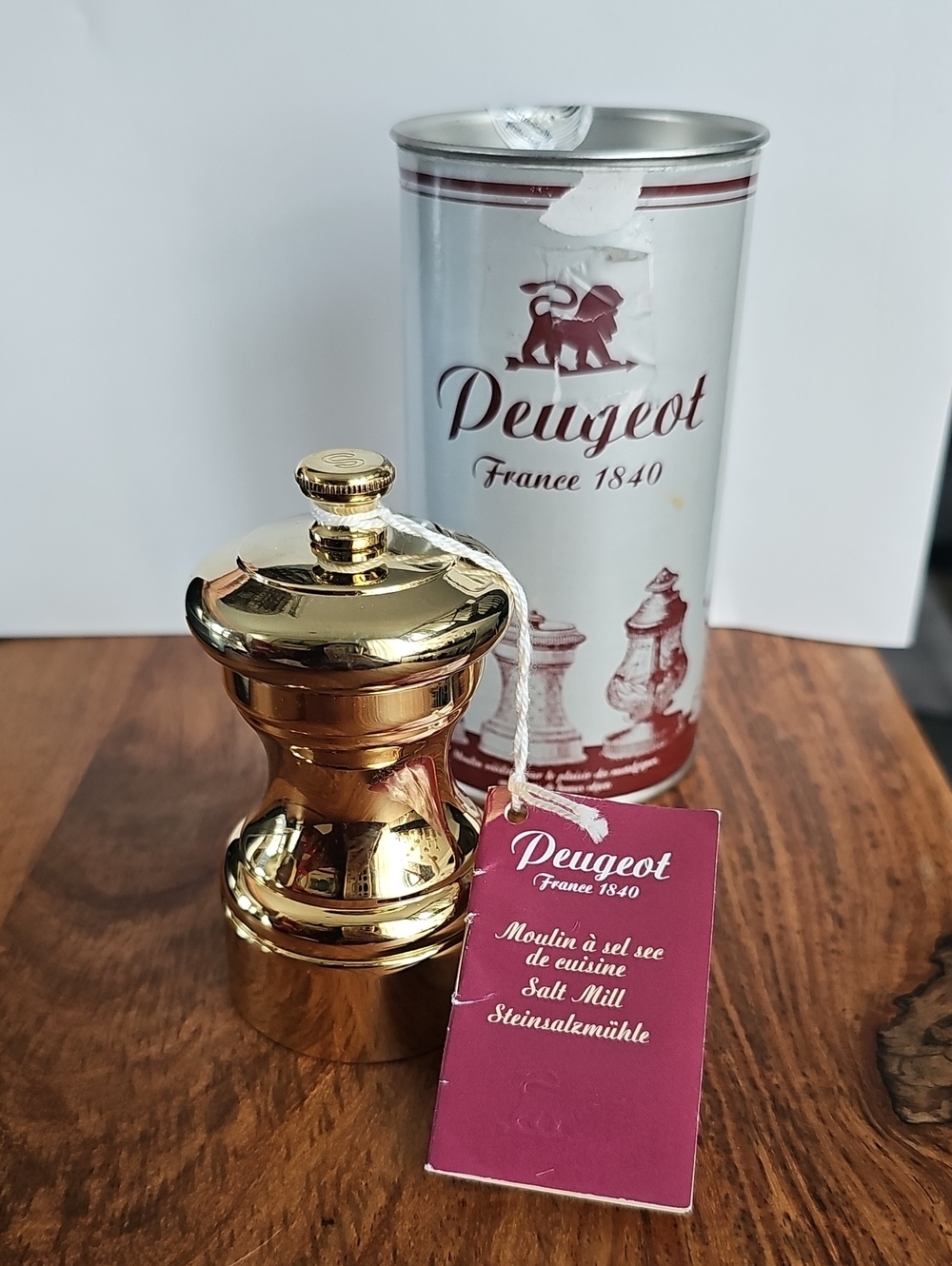 NWT Peugeot Mignonnette 24k Gold Plated 4” Salt Pepper Mill France